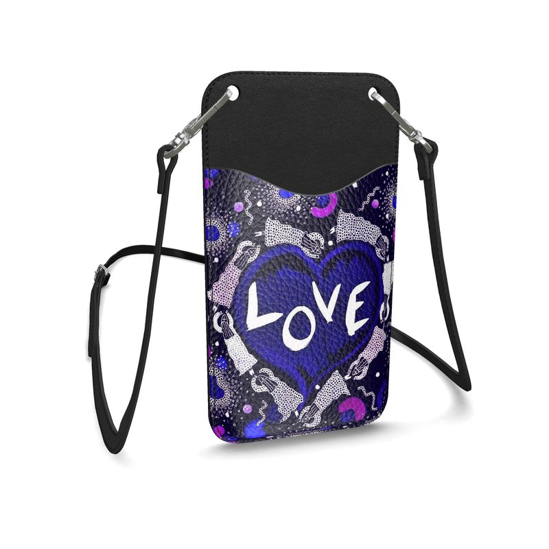 "LOVE" LEATHER PHONE CASE WITH STRAP