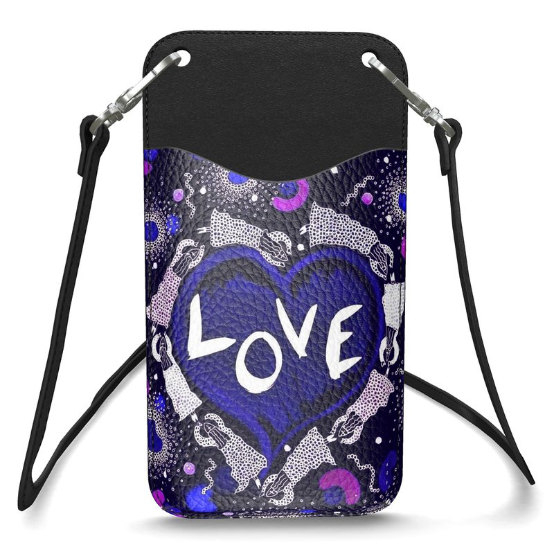 "LOVE" LEATHER PHONE CASE WITH STRAP